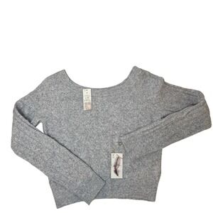 Jessica Simpson Gray Cable Knit Sweater Size Large Crop Coquette Romantic Preppy